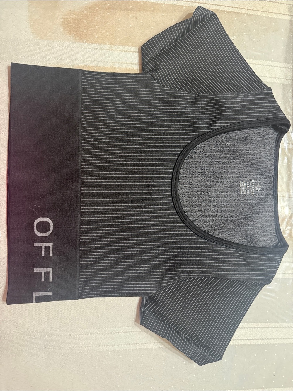 Offline by Aerie Black Pinstripe Scoop Crop Top